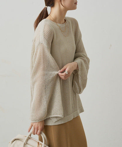 寬鬆袖網眼針織衫