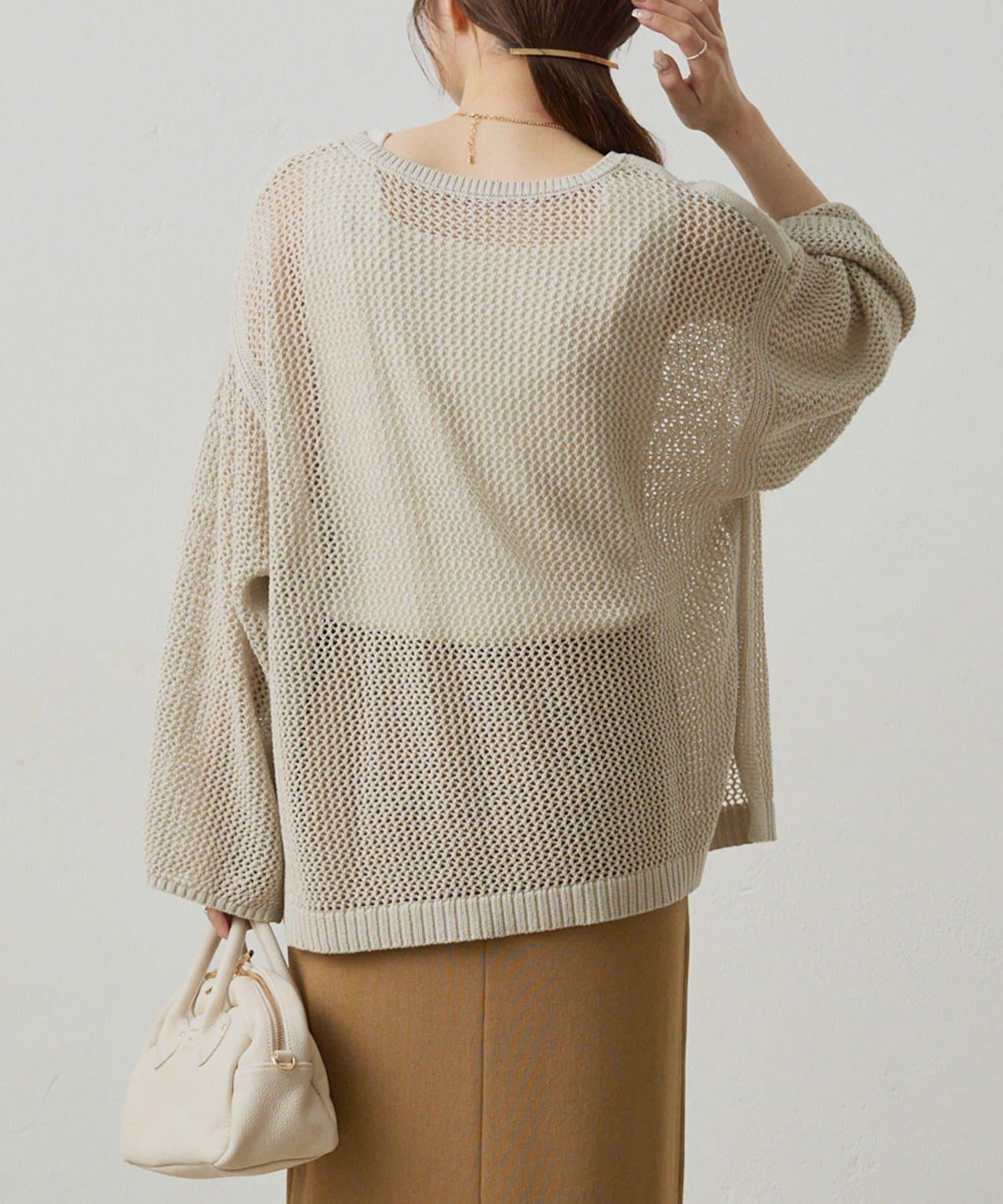 寬鬆袖網眼針織衫