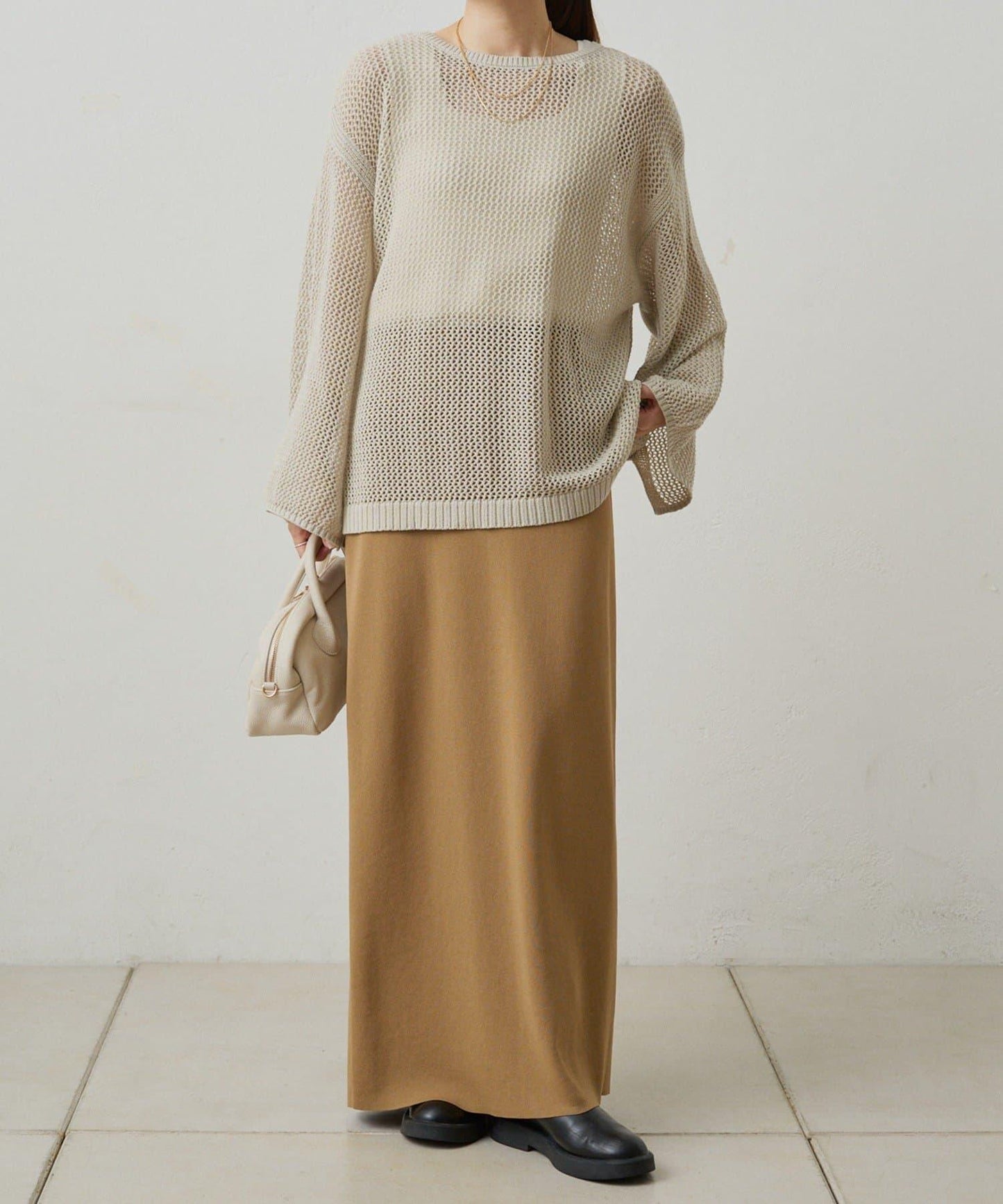 寬鬆袖網眼針織衫