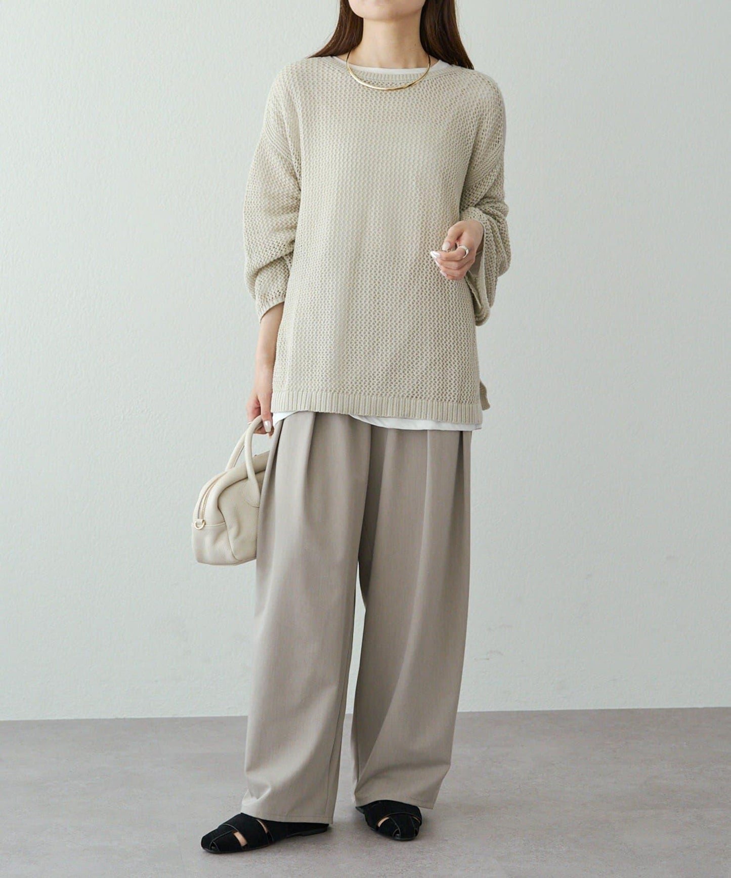 寬鬆袖網眼針織衫