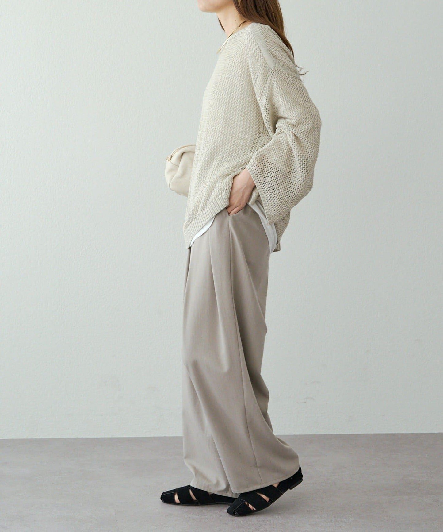 寬鬆袖網眼針織衫