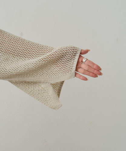 寬鬆袖網眼針織衫