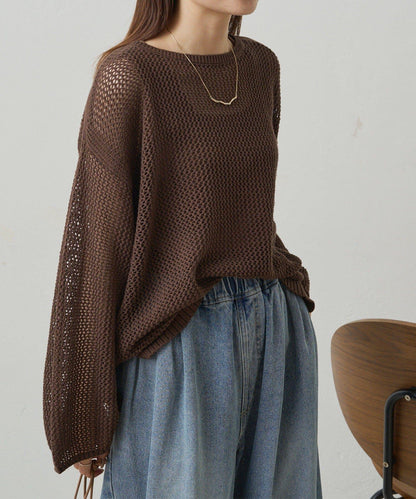 寬鬆袖網眼針織衫