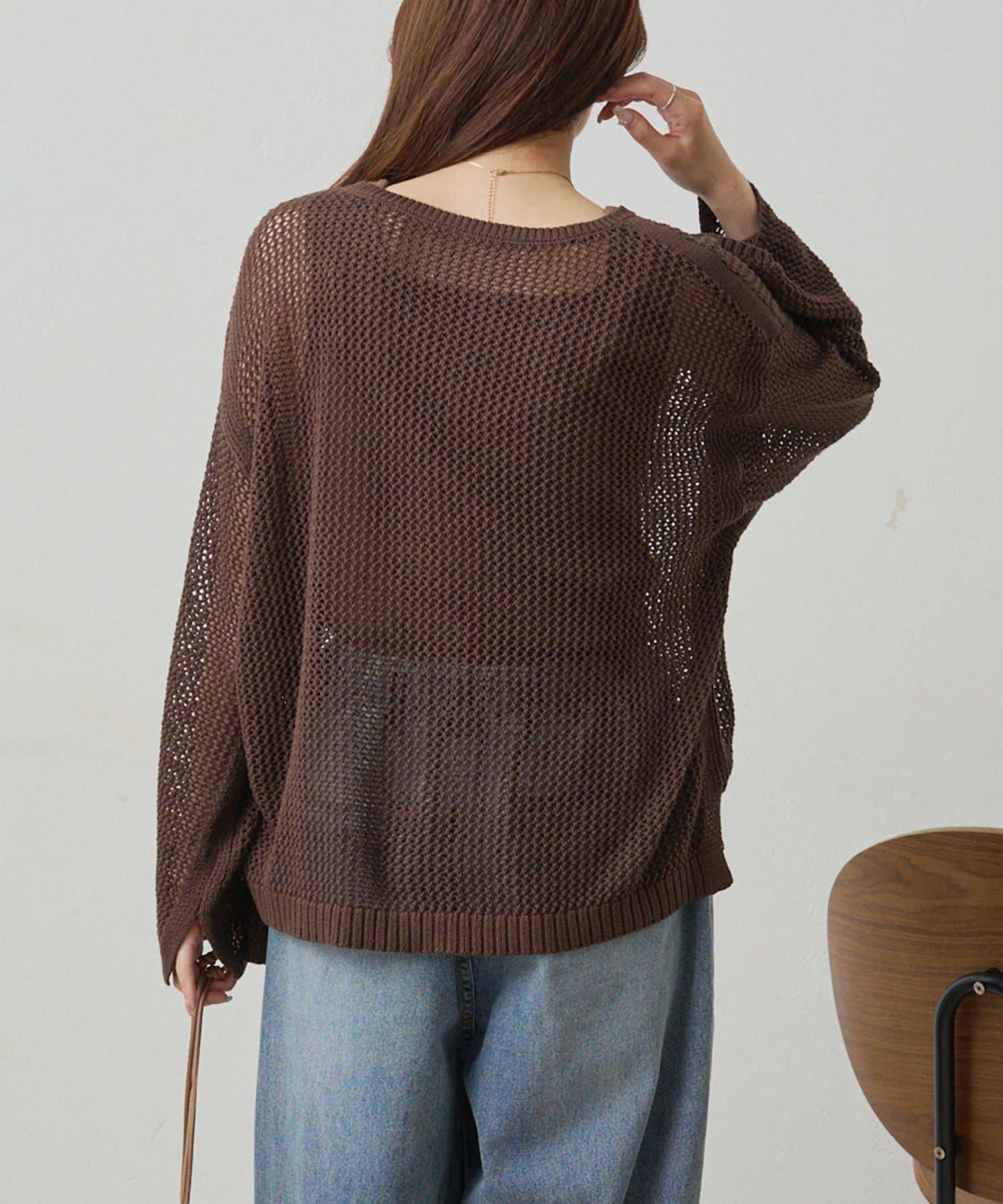 寬鬆袖網眼針織衫