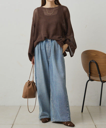 寬鬆袖網眼針織衫