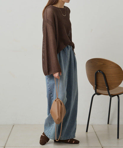 寬鬆袖網眼針織衫