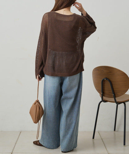 寬鬆袖網眼針織衫