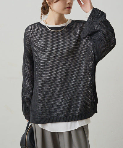 寬鬆袖網眼針織衫