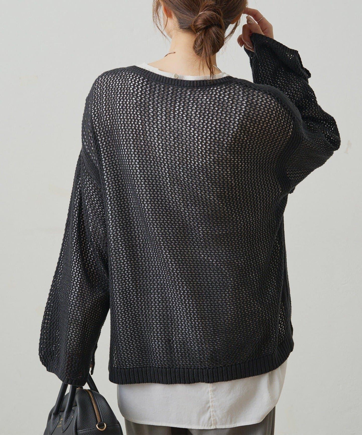 寬鬆袖網眼針織衫