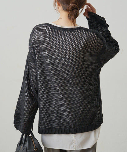 寬鬆袖網眼針織衫