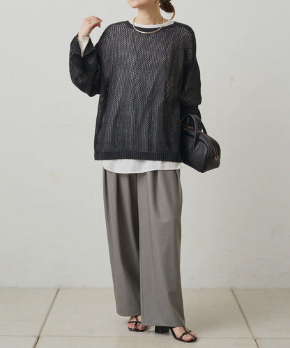 寬鬆袖網眼針織衫