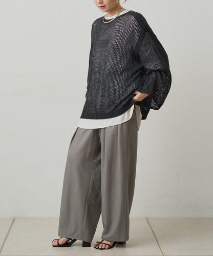 寬鬆袖網眼針織衫