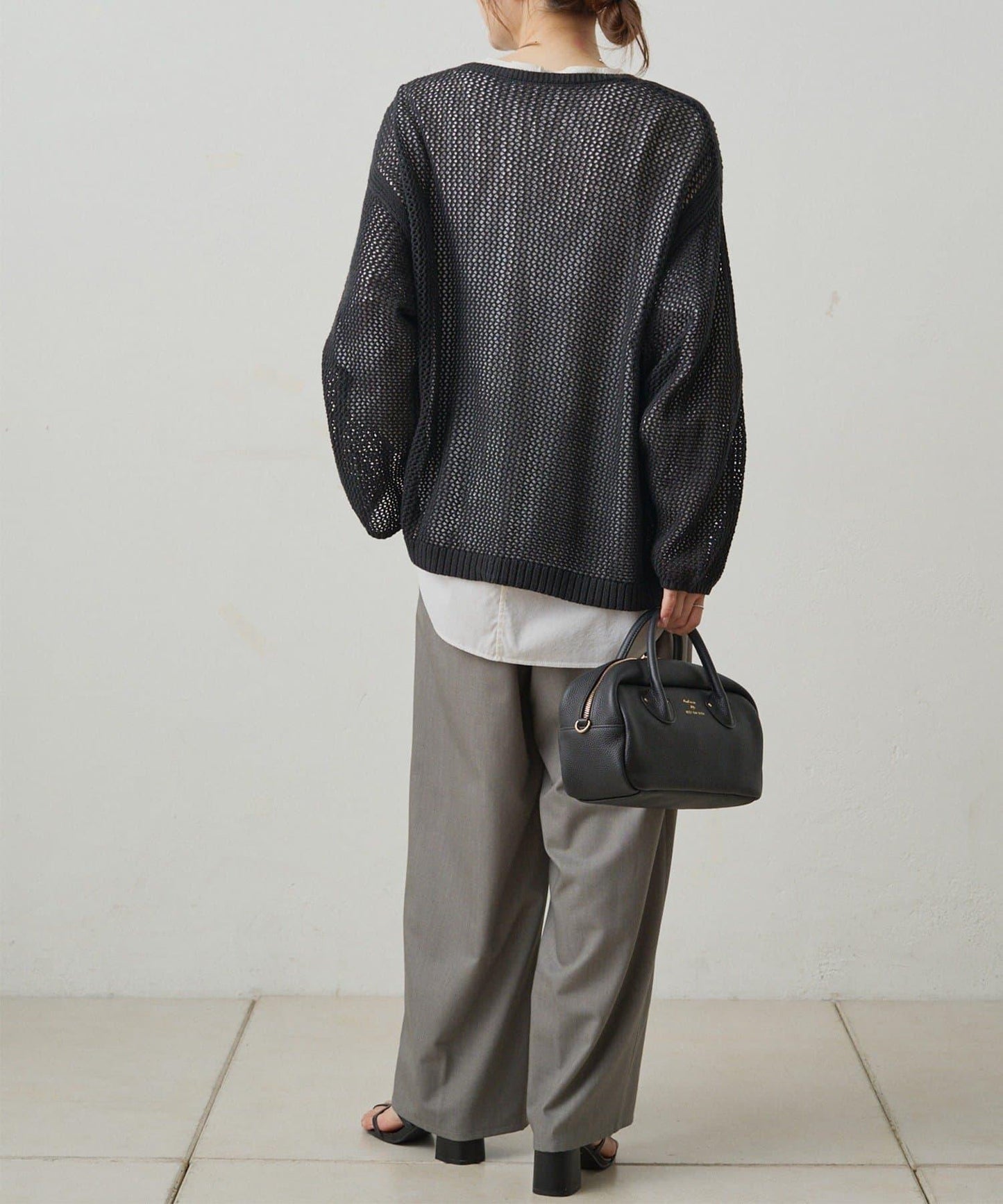 寬鬆袖網眼針織衫