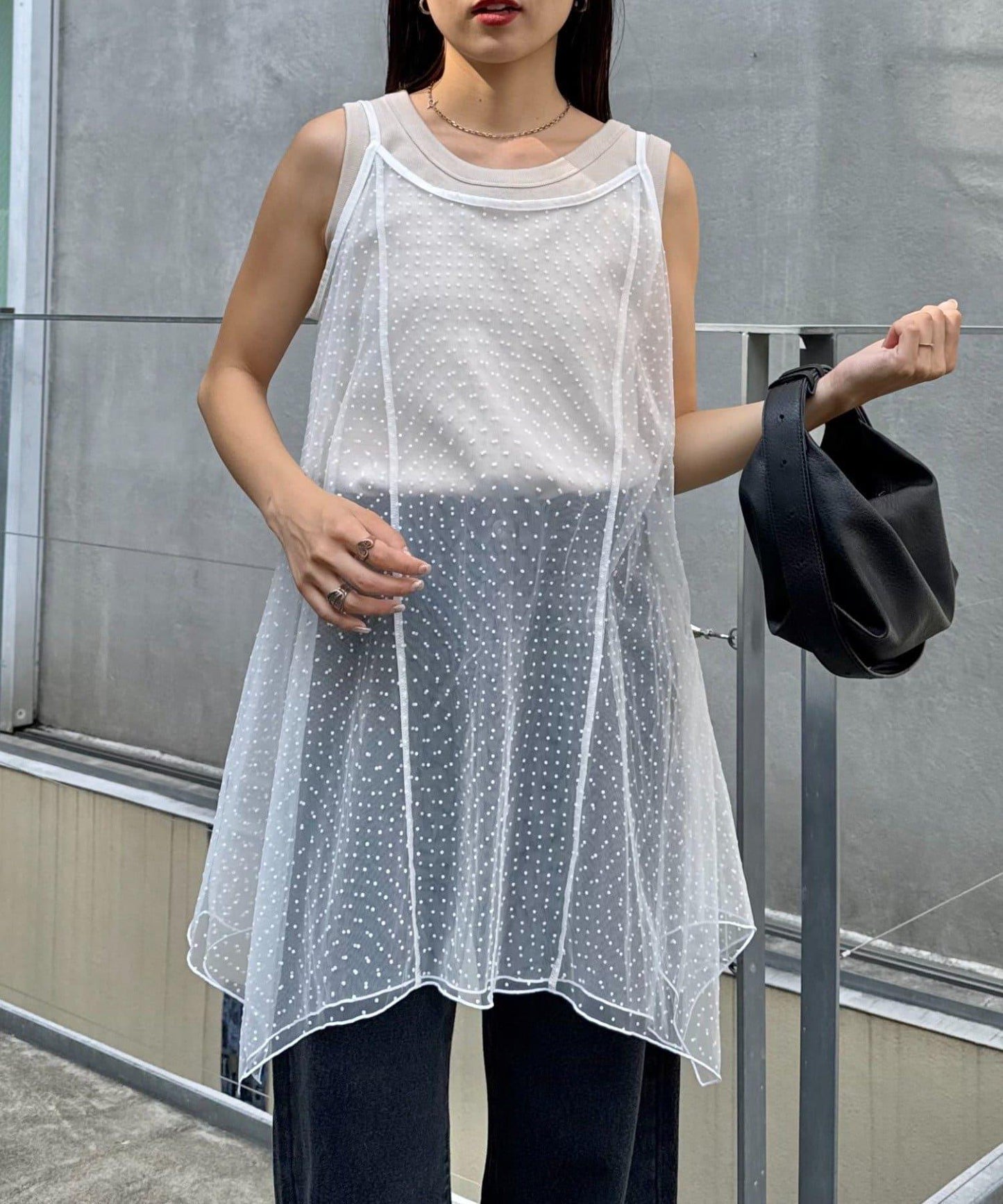 波點網紗吊帶背心連衣裙