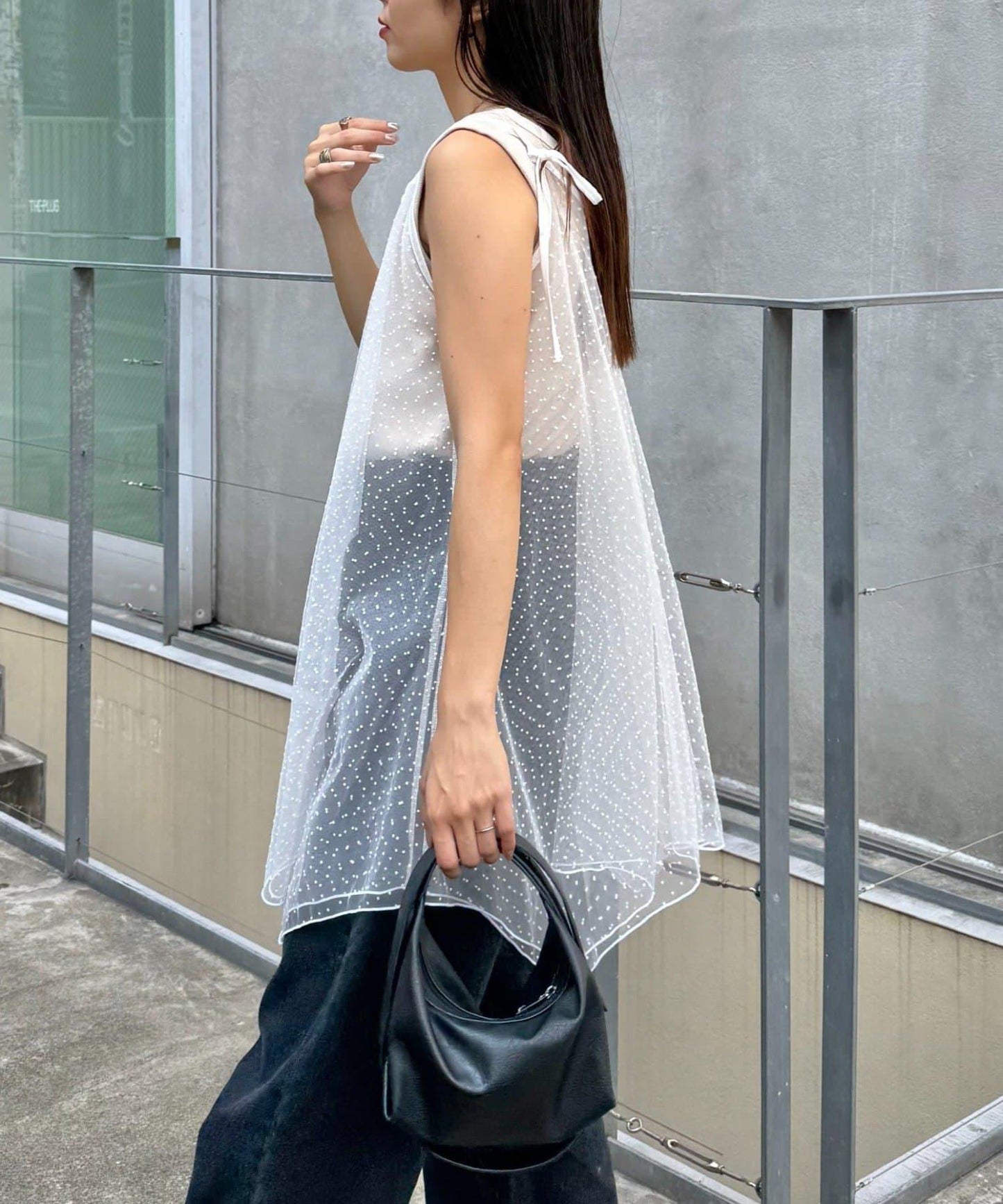 波點網紗吊帶背心連衣裙