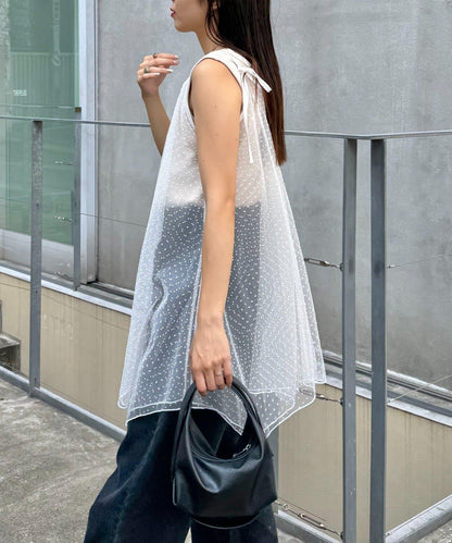 波點網紗吊帶背心連衣裙