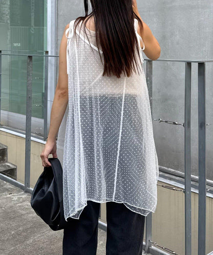 波點網紗吊帶背心連衣裙