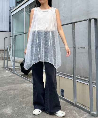 波點網紗吊帶背心連衣裙