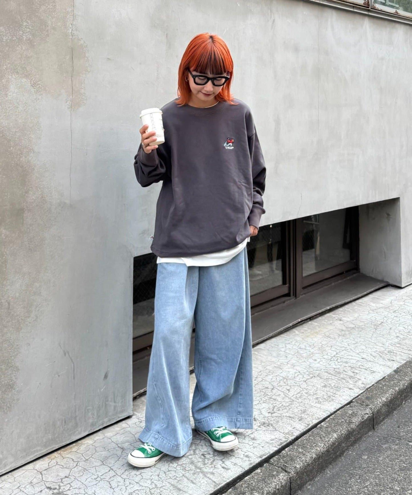 【ojisan】簡約刺繡衛衣圓領衫