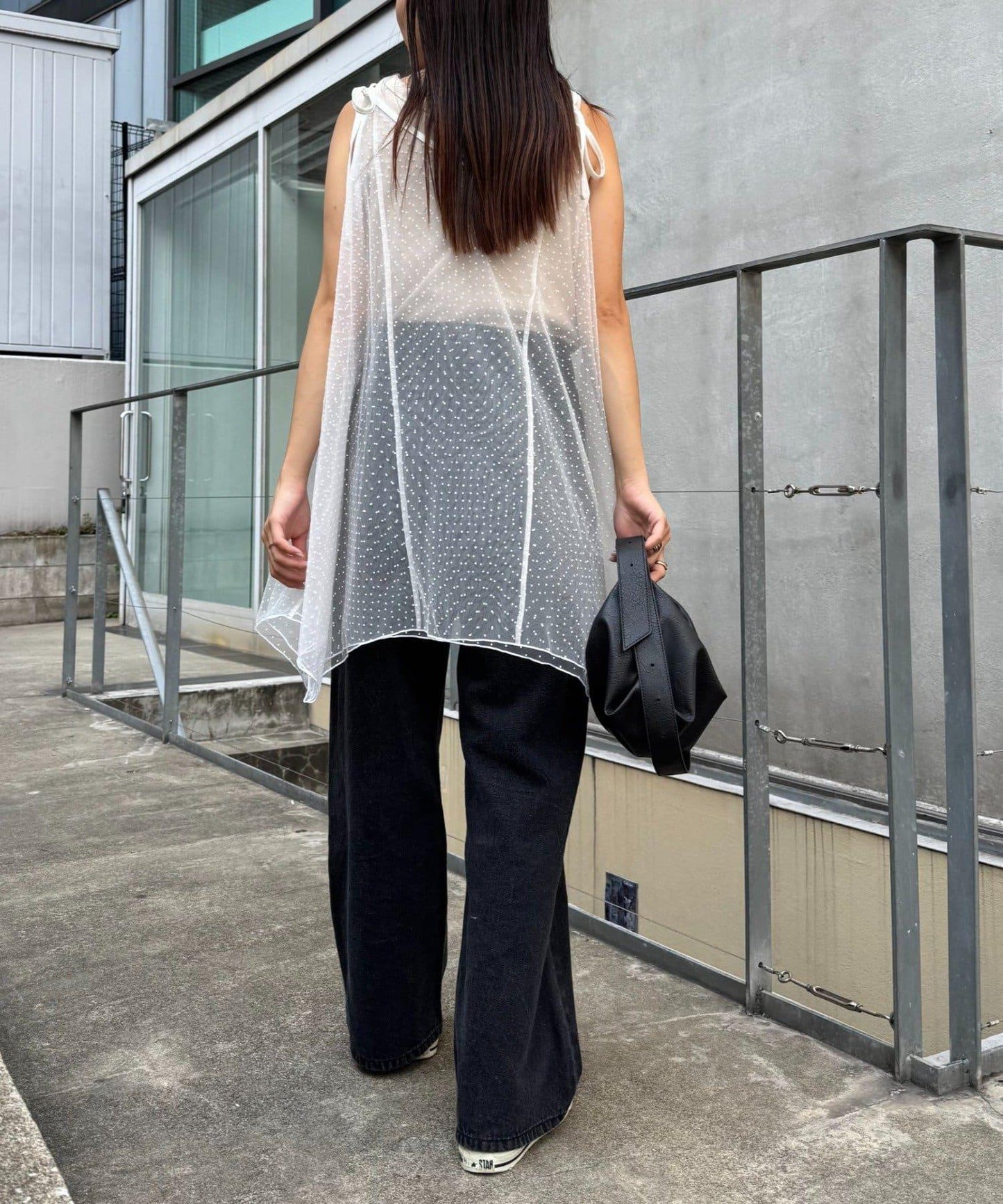 波點網紗吊帶背心連衣裙