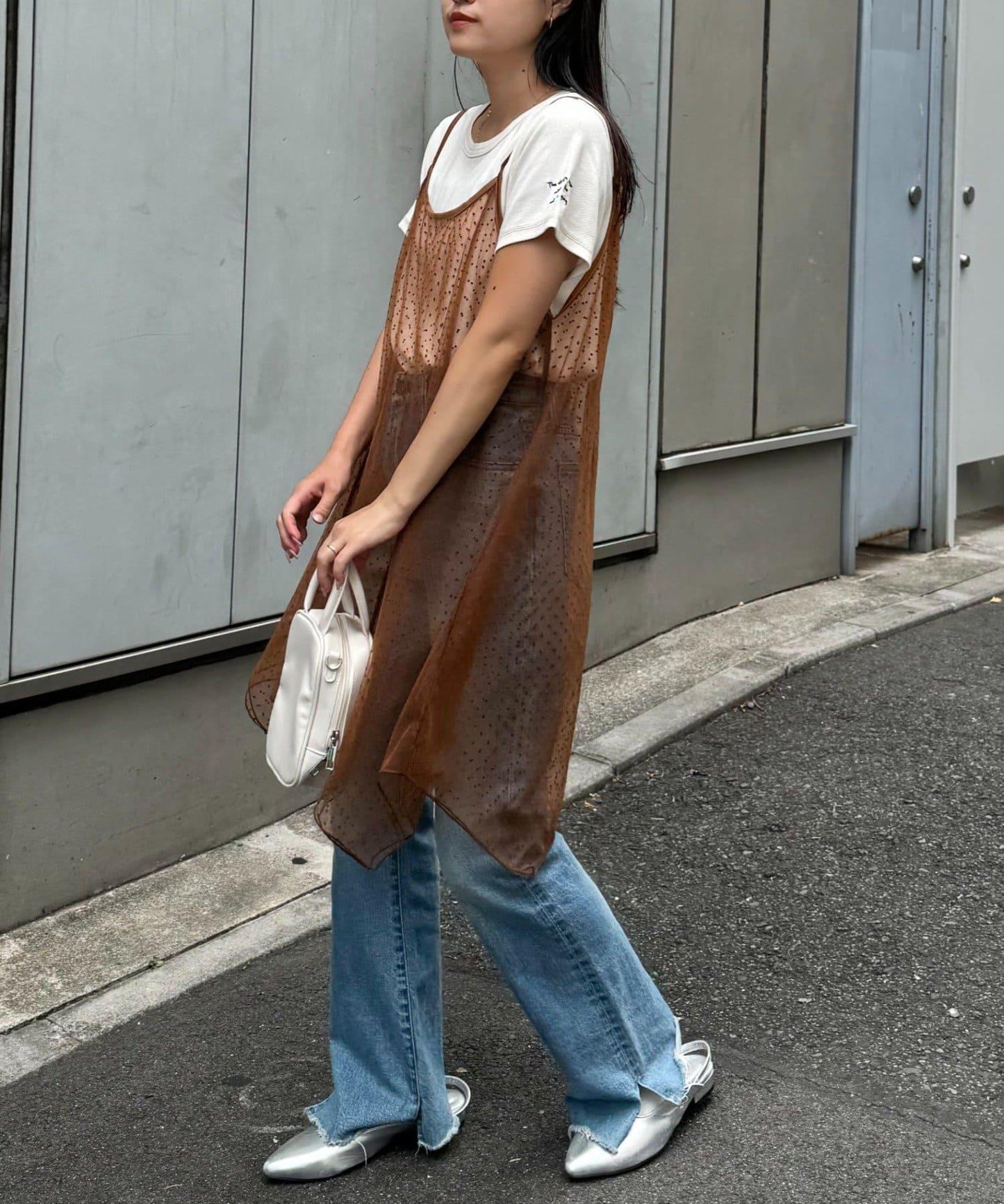 波點網紗吊帶背心連衣裙