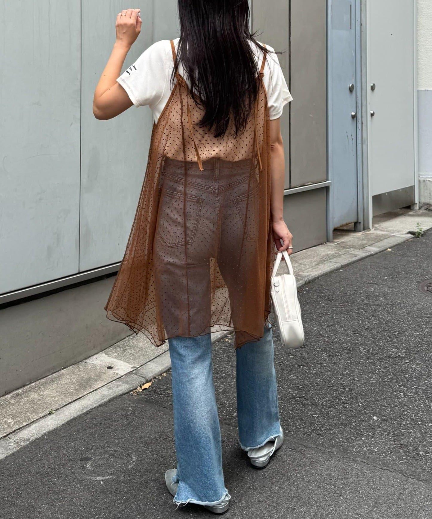 波點網紗吊帶背心連衣裙