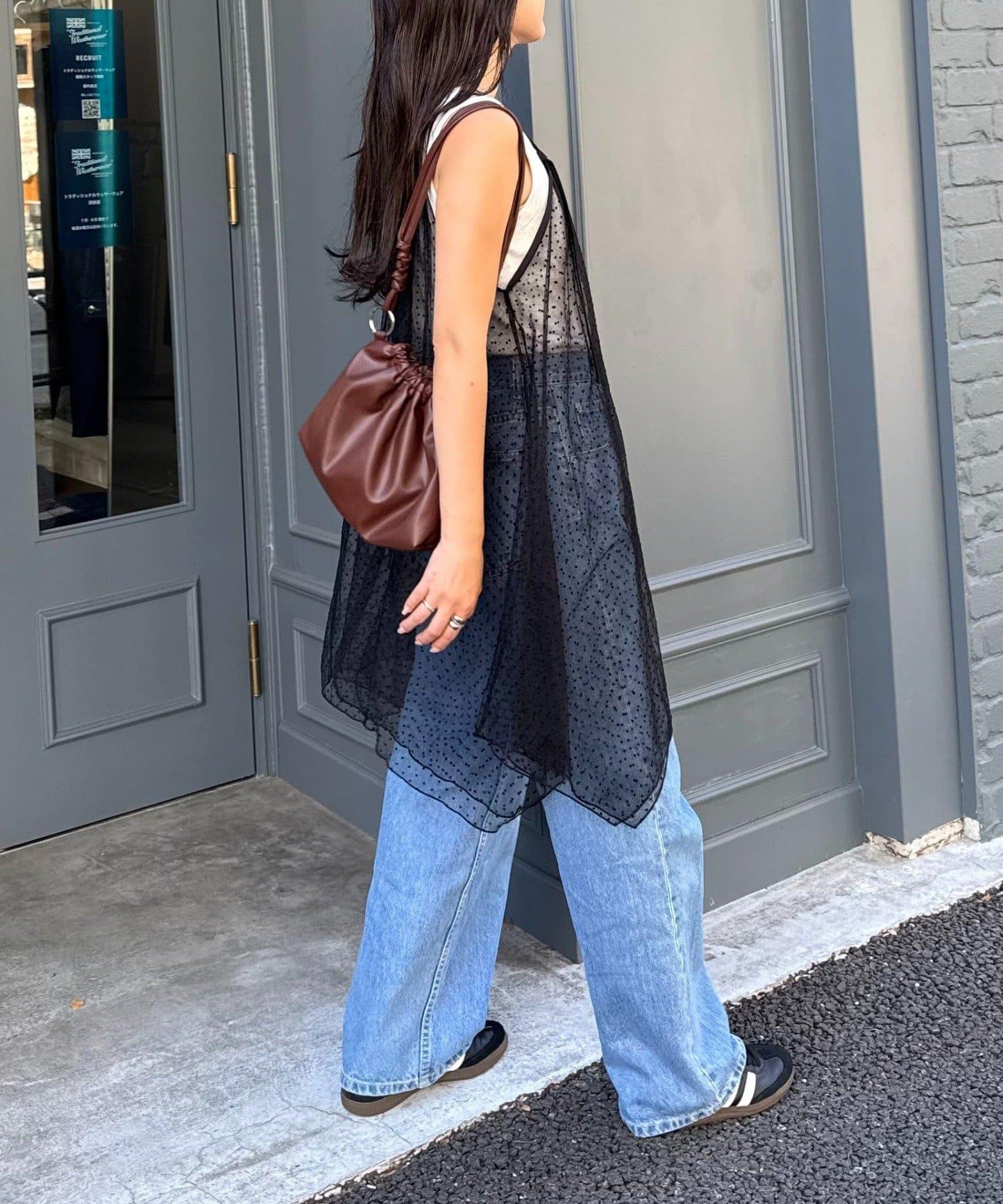 波點網紗吊帶背心連衣裙