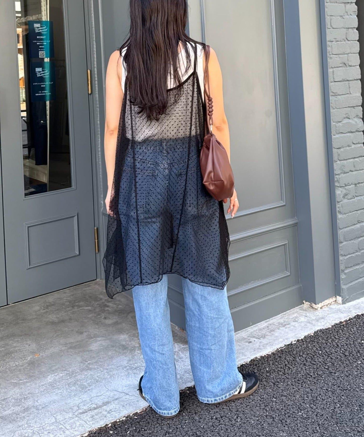 波點網紗吊帶背心連衣裙