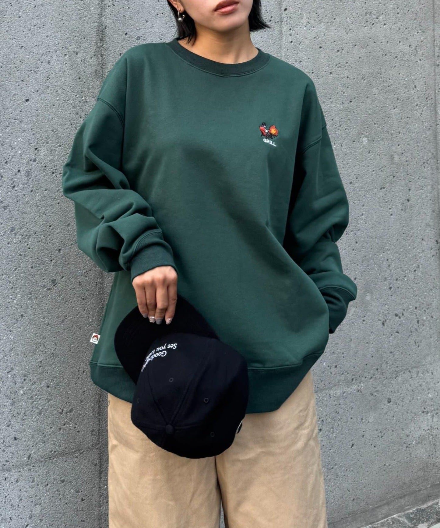 【ojisan】簡約刺繡衛衣圓領衫