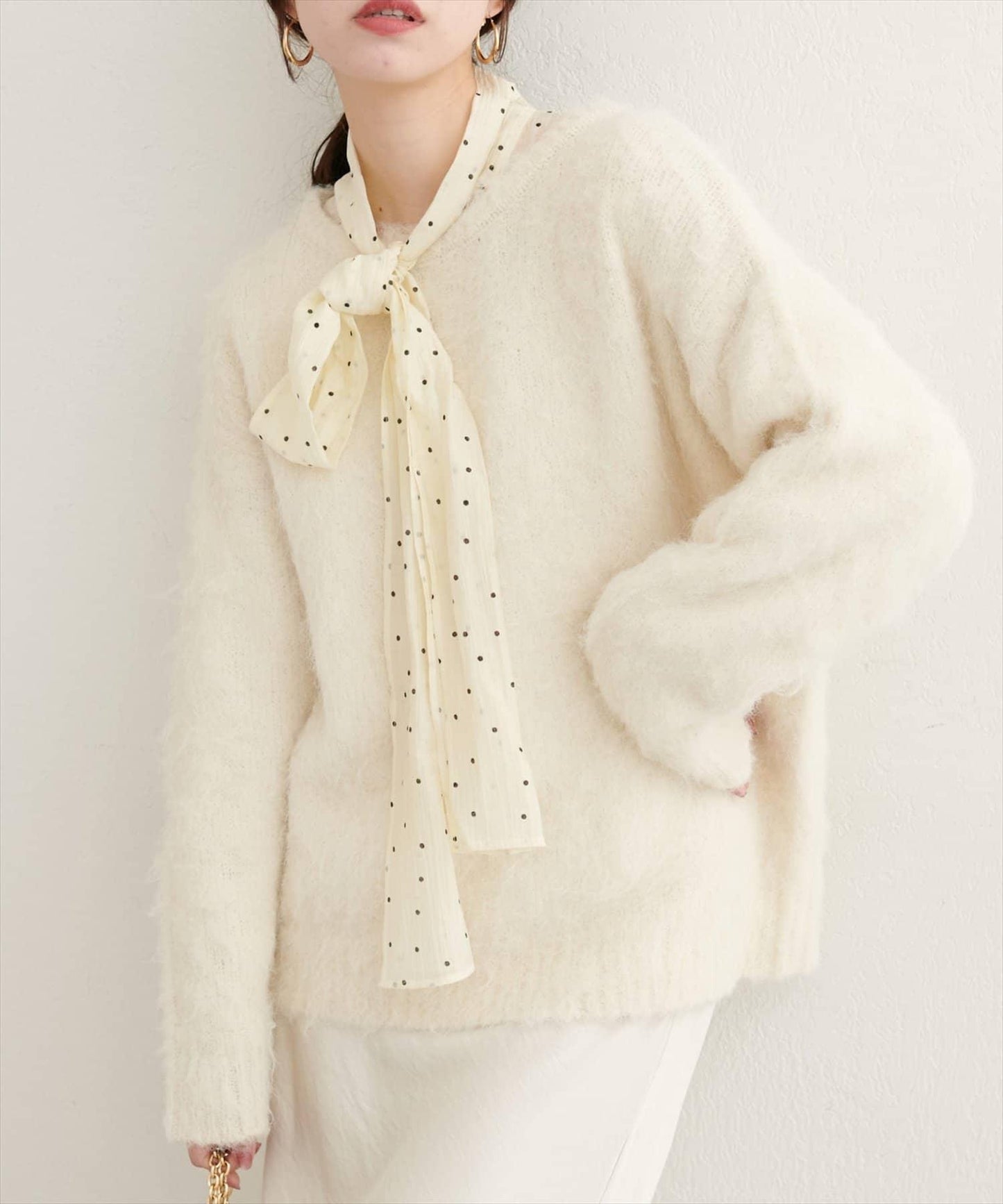 長毛絨圓領針織套頭衫