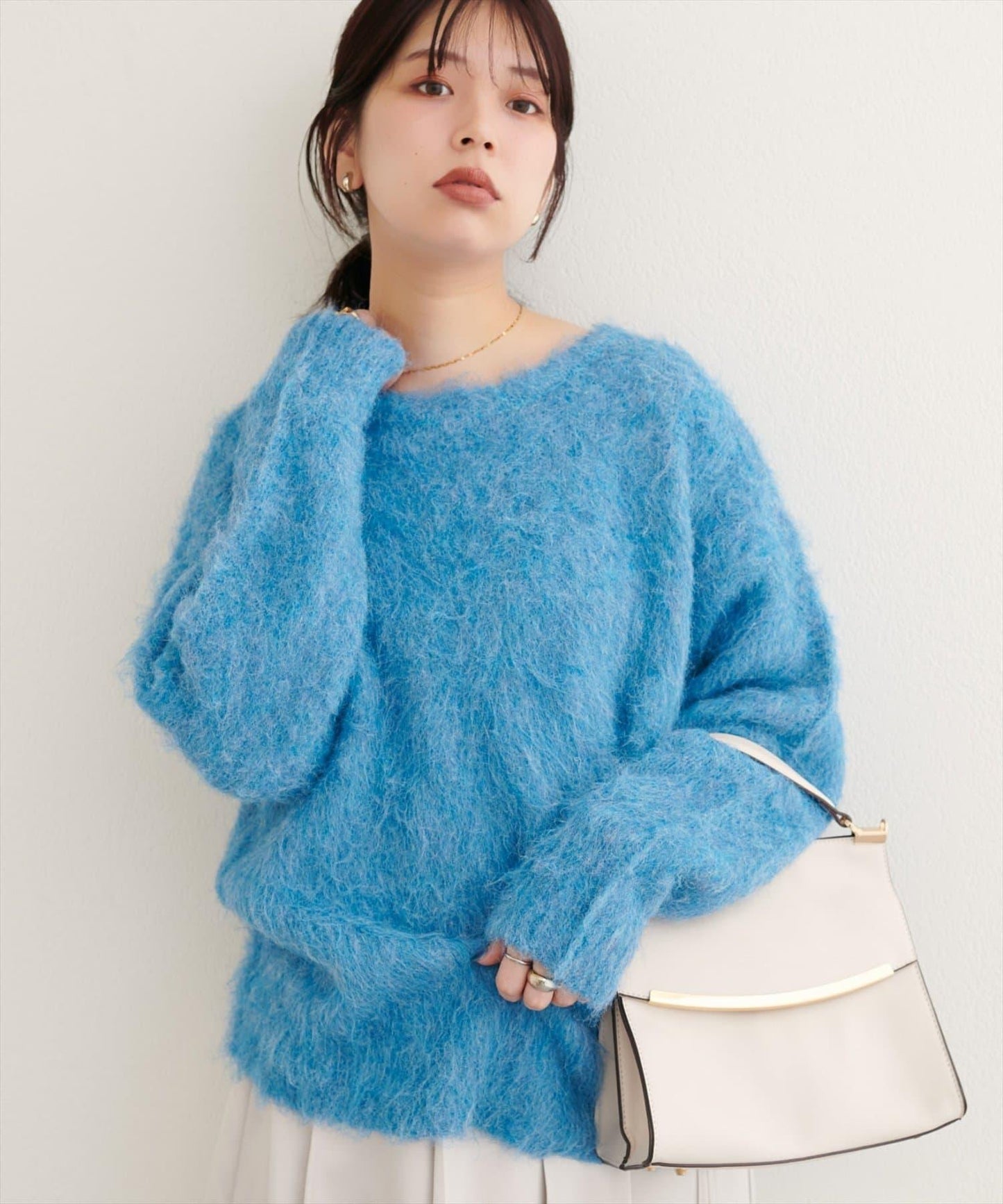 長毛絨圓領針織套頭衫
