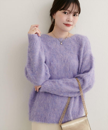 長毛絨圓領針織套頭衫