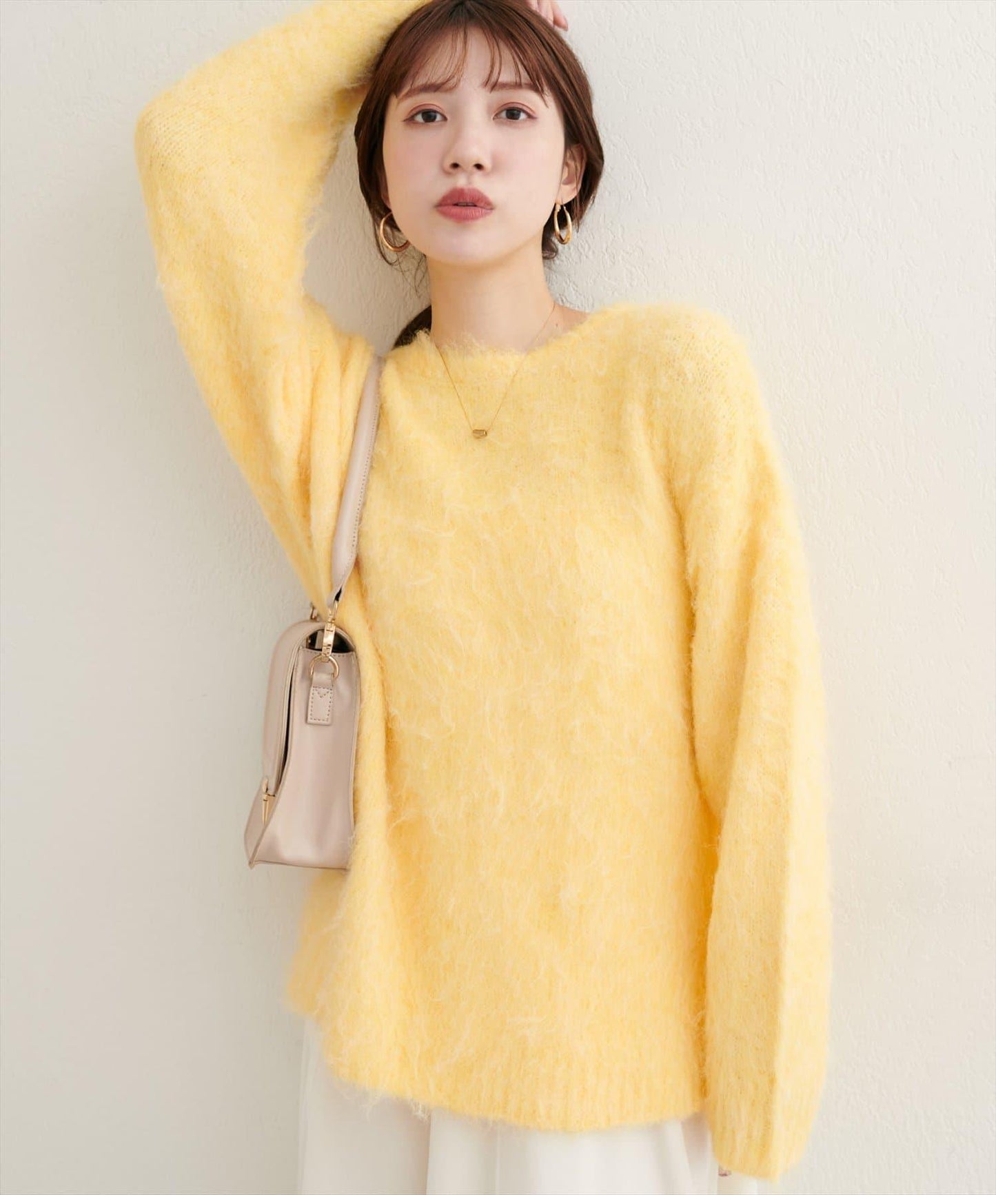 長毛絨圓領針織套頭衫