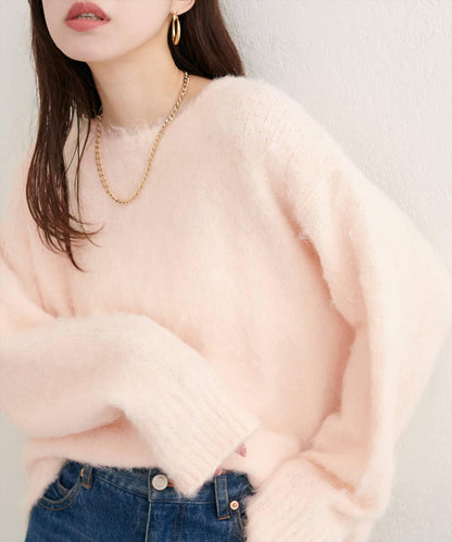 長毛絨圓領針織套頭衫