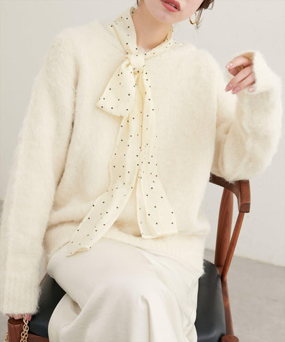 長毛絨圓領針織套頭衫