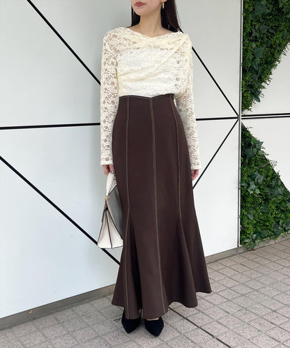 褶皺蕾絲套頭衫