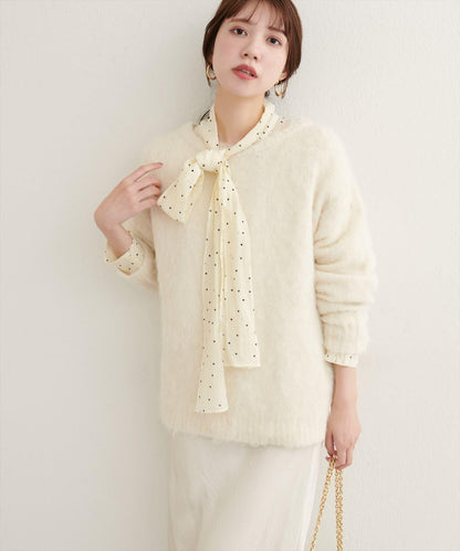 長毛絨圓領針織套頭衫