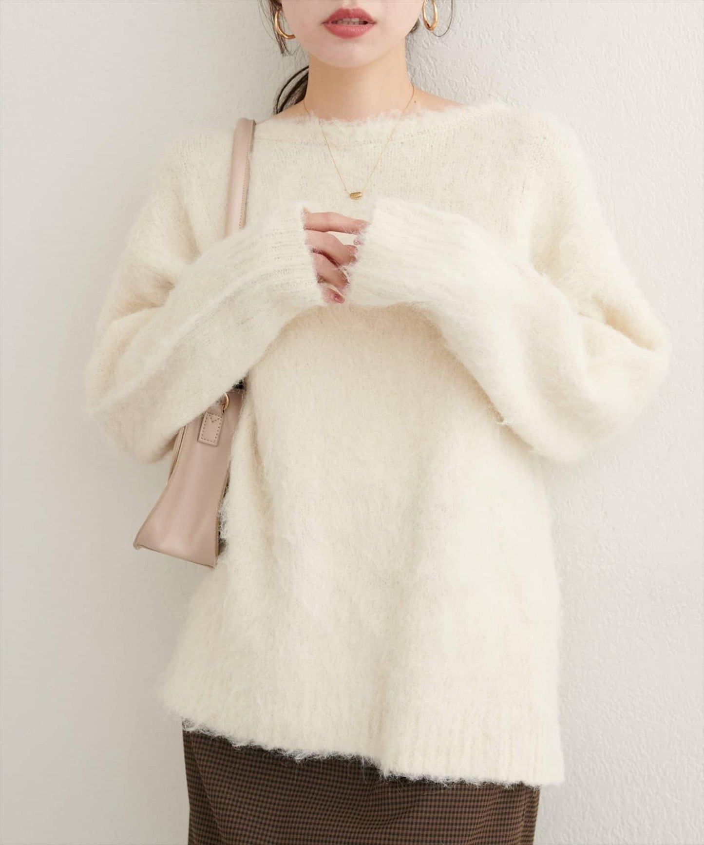 長毛絨圓領針織套頭衫