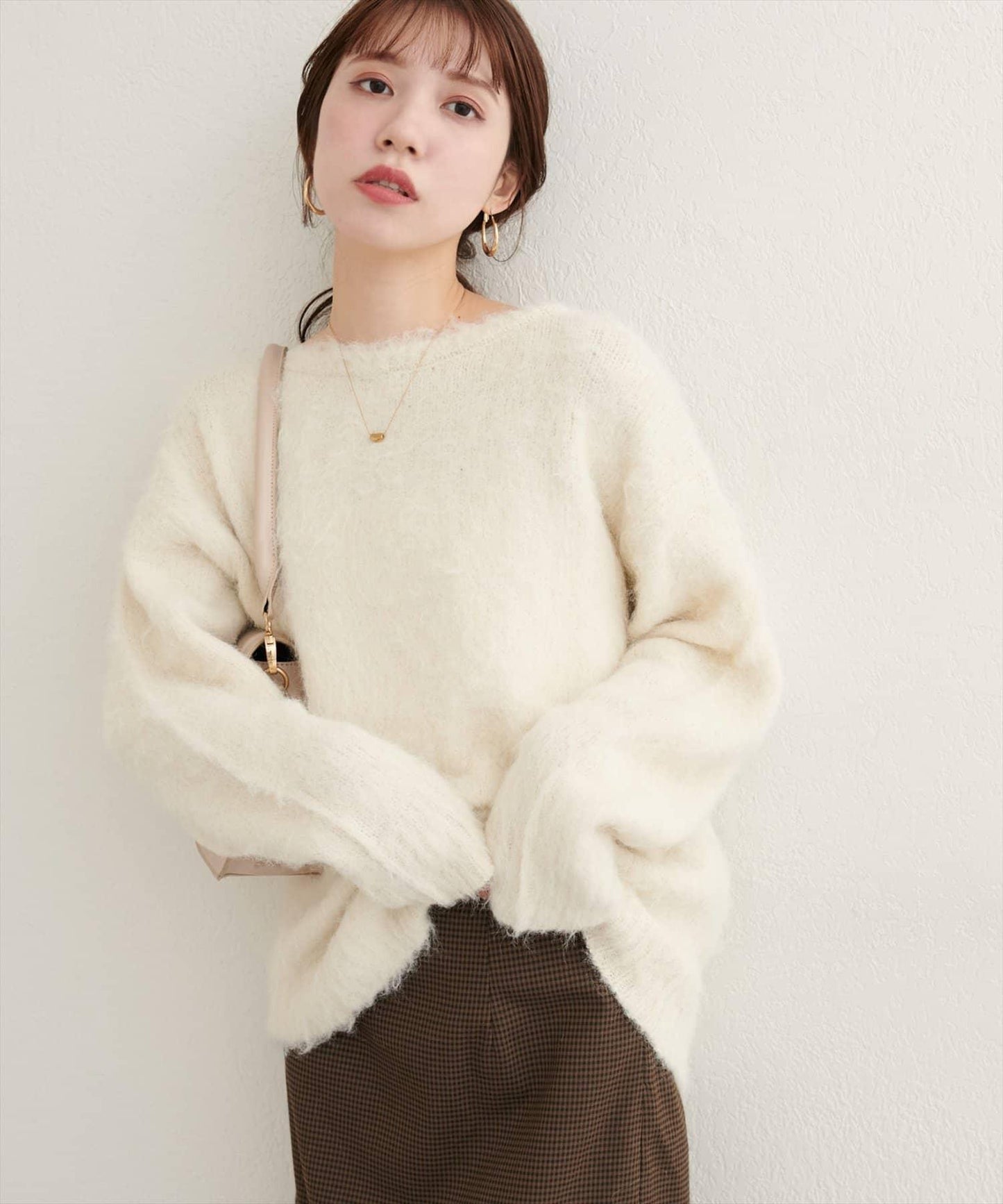 長毛絨圓領針織套頭衫