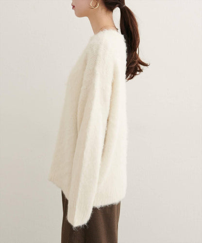 長毛絨圓領針織套頭衫