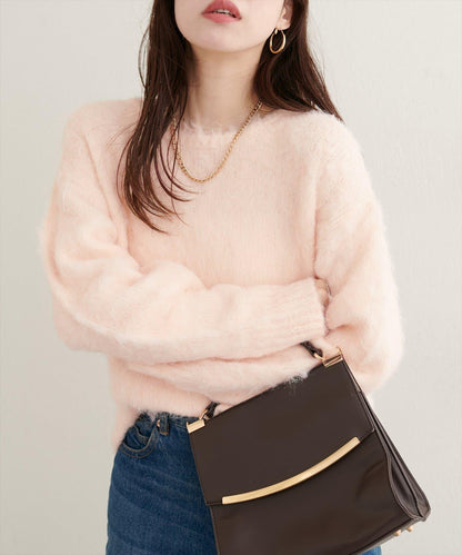 長毛絨圓領針織套頭衫