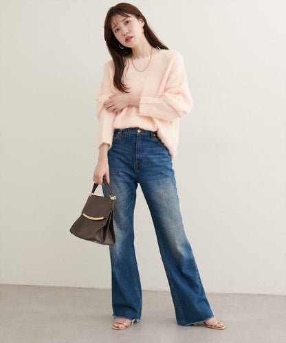 長毛絨圓領針織套頭衫