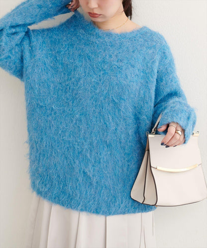 長毛絨圓領針織套頭衫