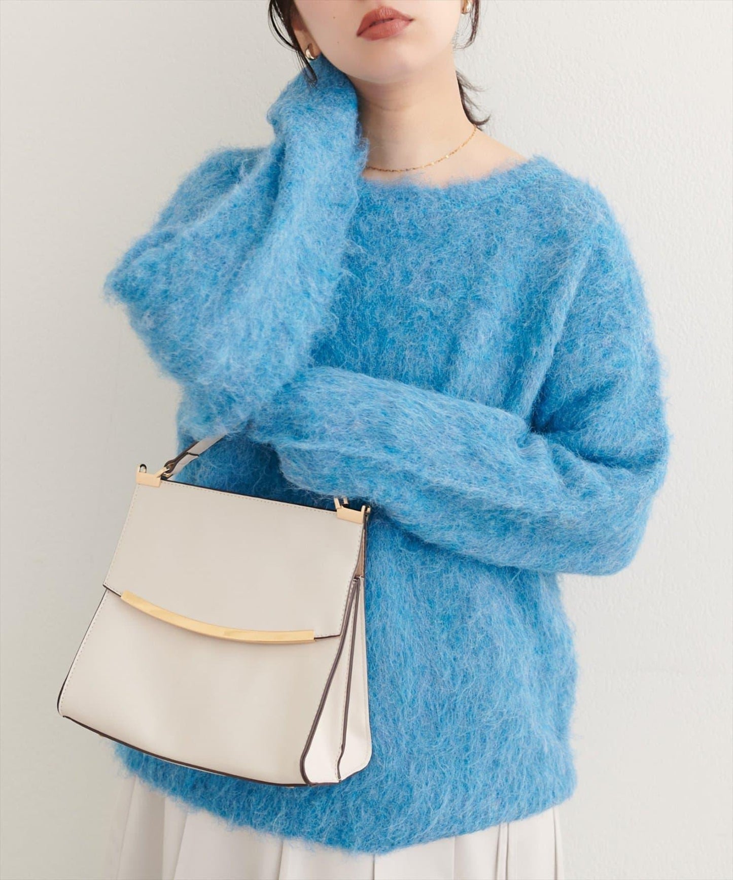 長毛絨圓領針織套頭衫