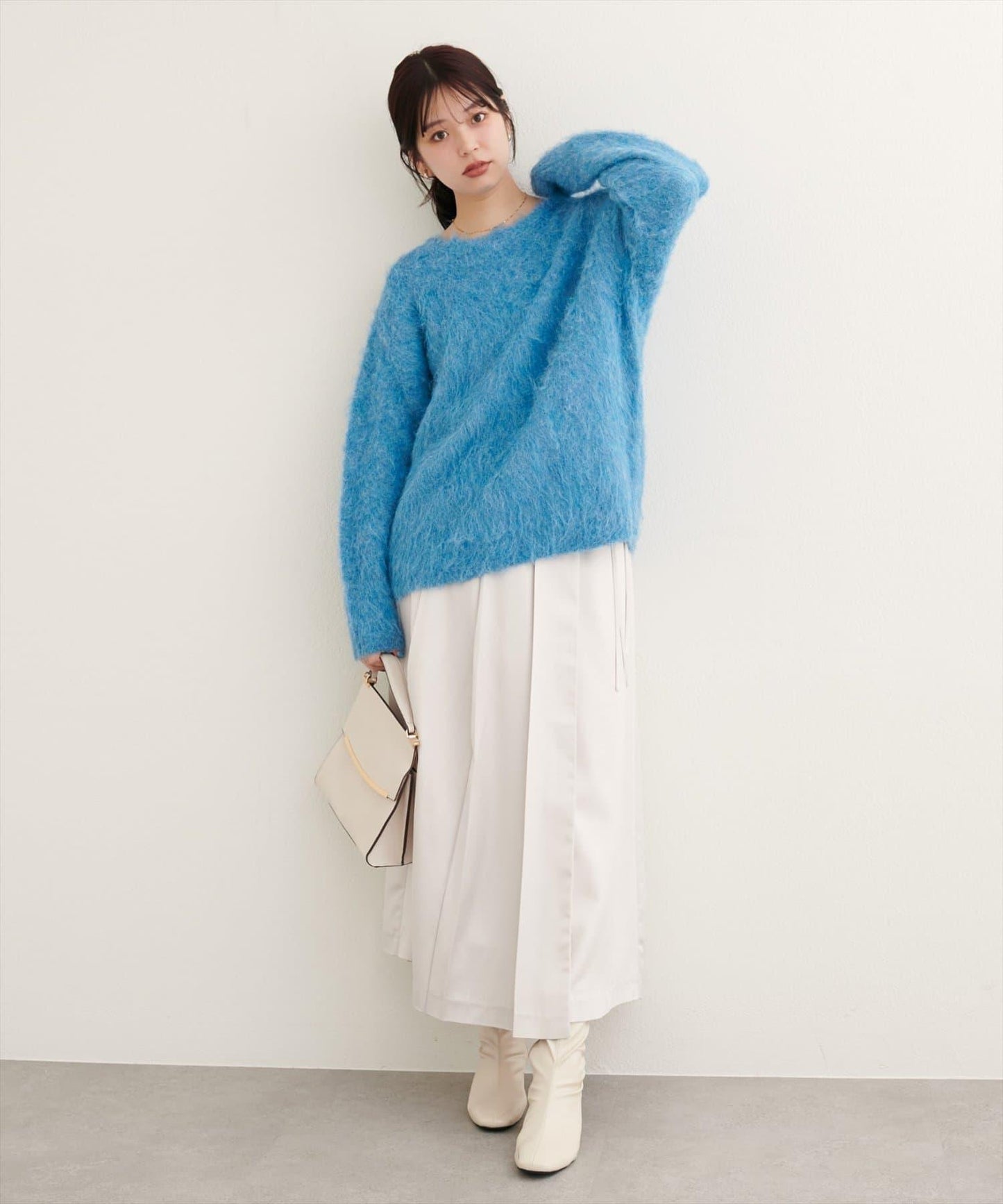 長毛絨圓領針織套頭衫