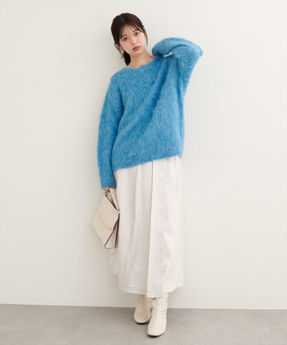 長毛絨圓領針織套頭衫