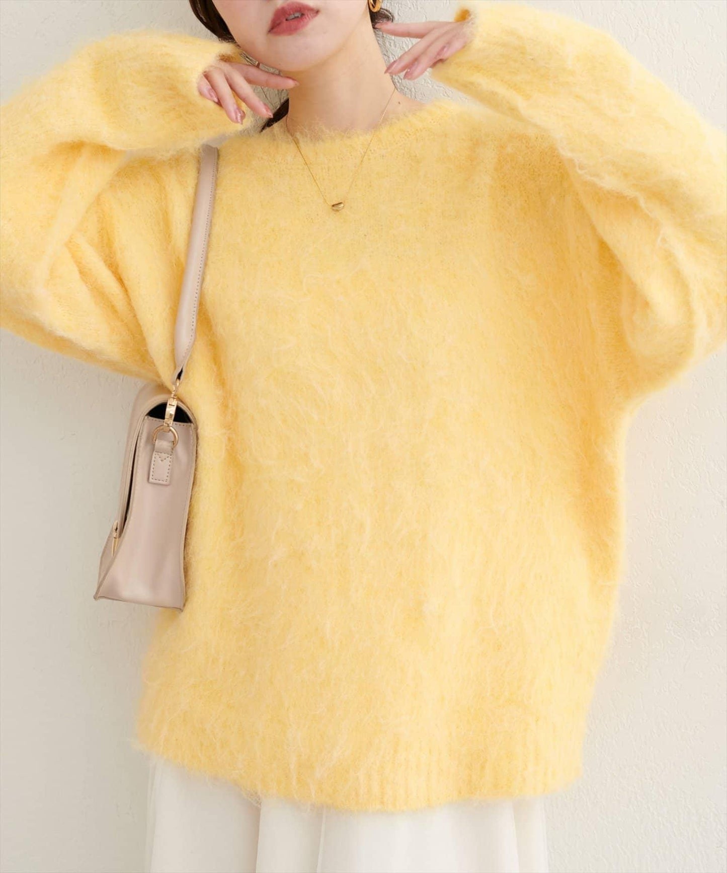 長毛絨圓領針織套頭衫