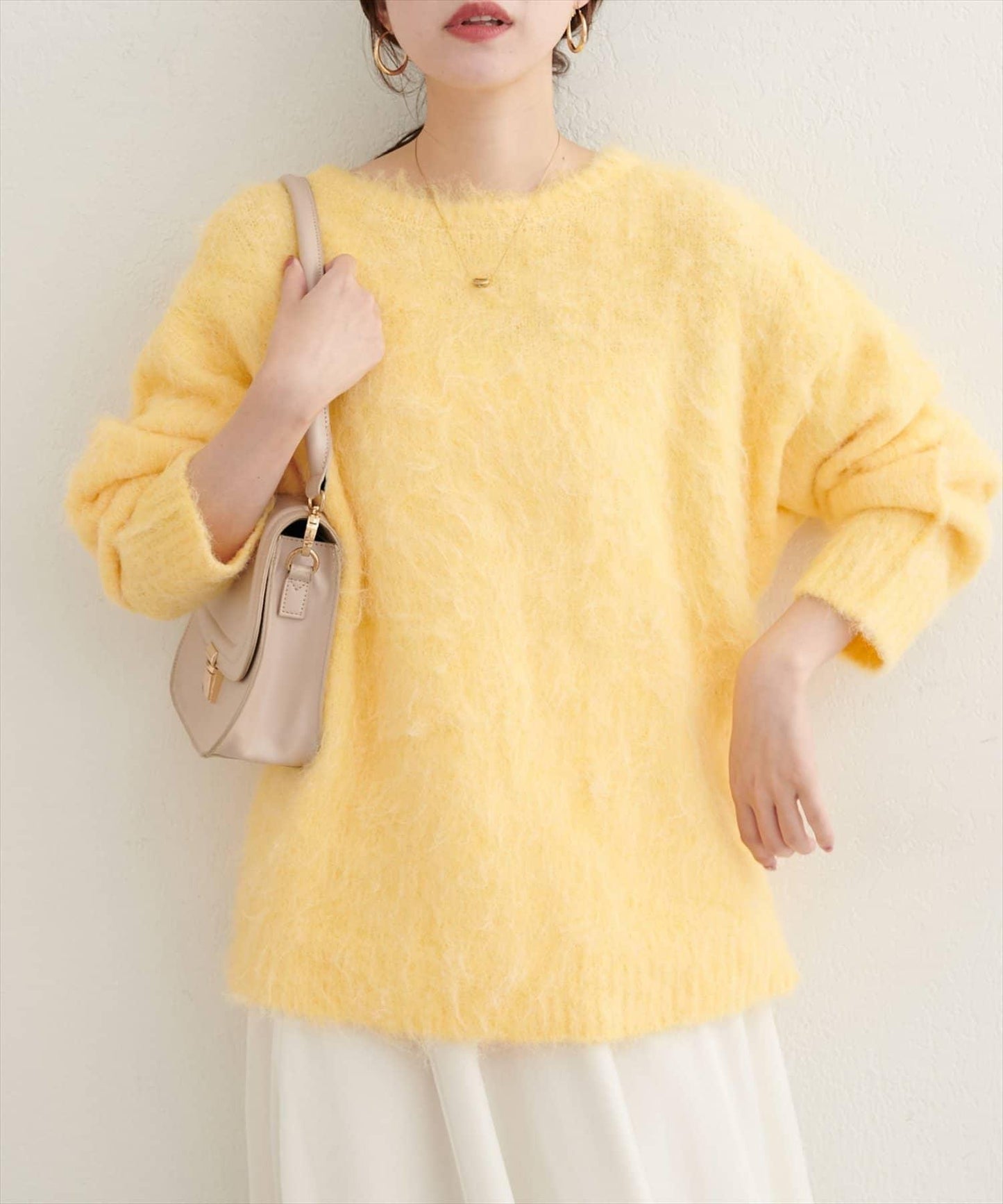 長毛絨圓領針織套頭衫