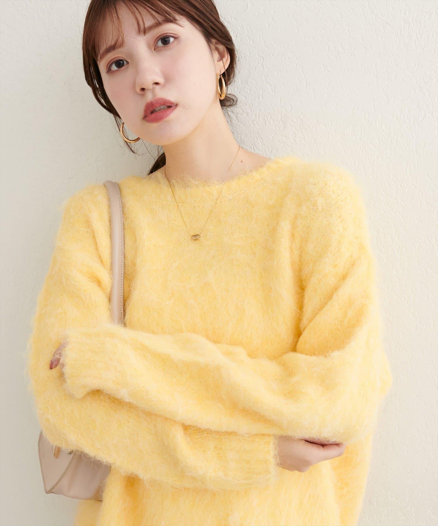 長毛絨圓領針織套頭衫