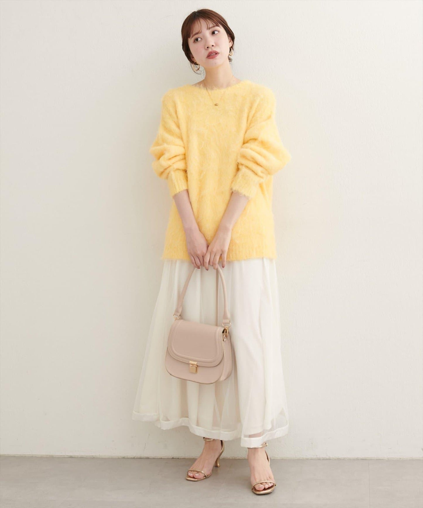 長毛絨圓領針織套頭衫